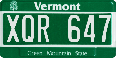 VT license plate XQR647