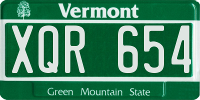 VT license plate XQR654