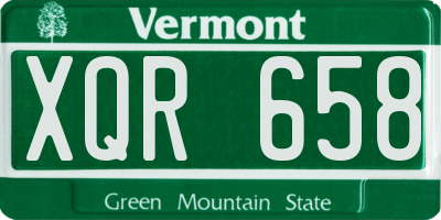VT license plate XQR658