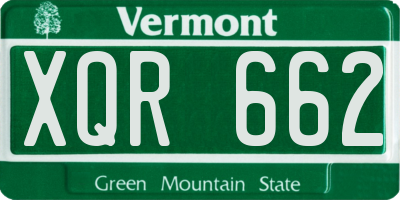 VT license plate XQR662