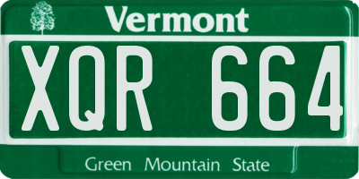 VT license plate XQR664