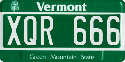 VT license plate XQR666
