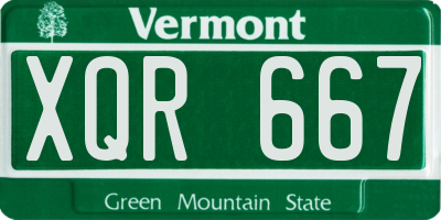 VT license plate XQR667