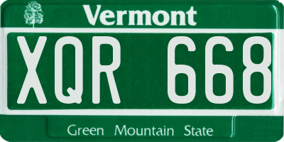 VT license plate XQR668