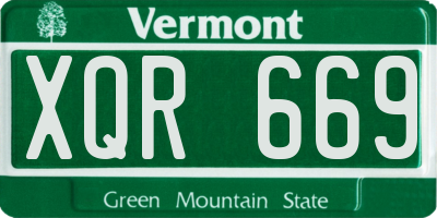 VT license plate XQR669