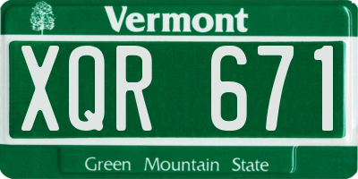 VT license plate XQR671