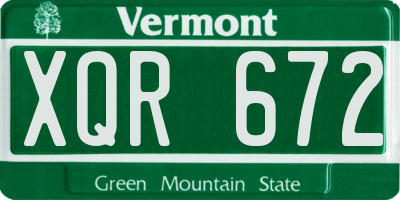 VT license plate XQR672