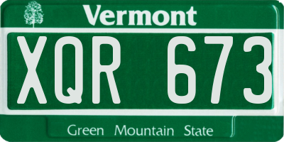 VT license plate XQR673