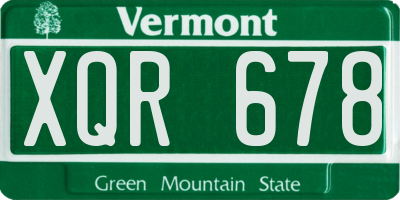 VT license plate XQR678