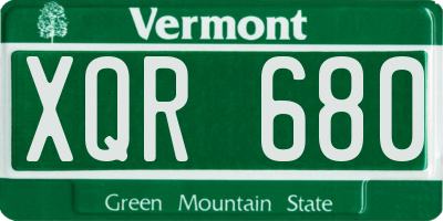 VT license plate XQR680