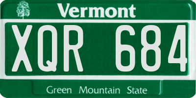 VT license plate XQR684