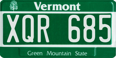 VT license plate XQR685