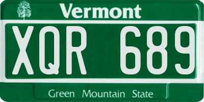 VT license plate XQR689