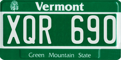 VT license plate XQR690