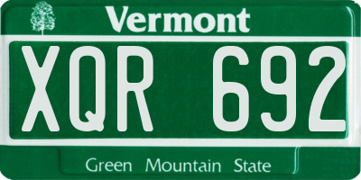 VT license plate XQR692