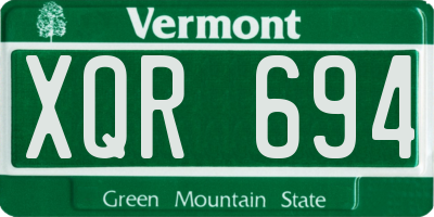 VT license plate XQR694