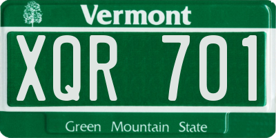VT license plate XQR701
