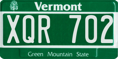 VT license plate XQR702