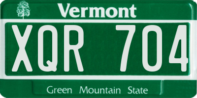 VT license plate XQR704
