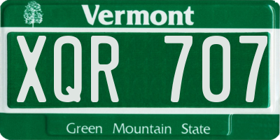 VT license plate XQR707