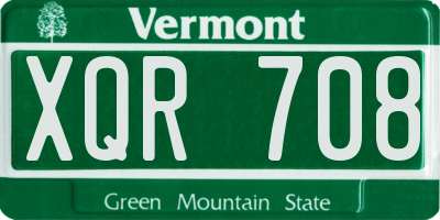 VT license plate XQR708