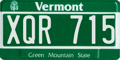 VT license plate XQR715