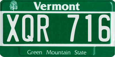 VT license plate XQR716