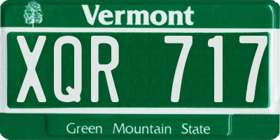VT license plate XQR717