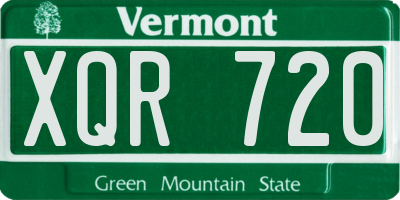 VT license plate XQR720