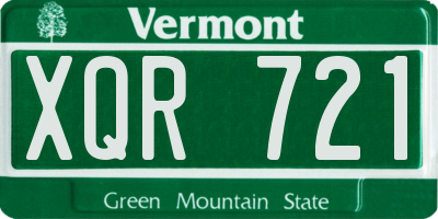 VT license plate XQR721