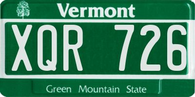 VT license plate XQR726