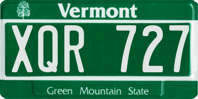 VT license plate XQR727