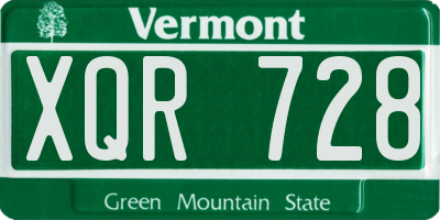 VT license plate XQR728