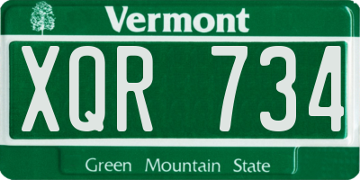 VT license plate XQR734