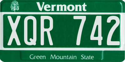 VT license plate XQR742