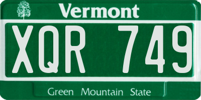 VT license plate XQR749