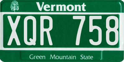 VT license plate XQR758