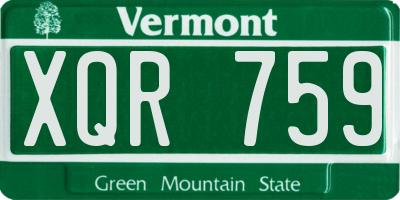 VT license plate XQR759