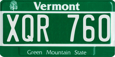 VT license plate XQR760