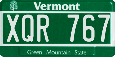 VT license plate XQR767