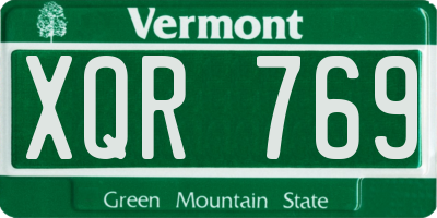 VT license plate XQR769