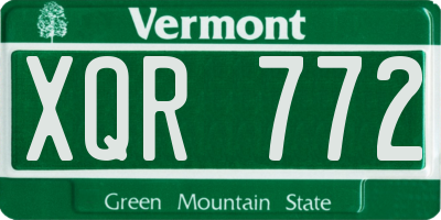 VT license plate XQR772