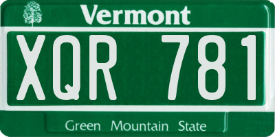 VT license plate XQR781