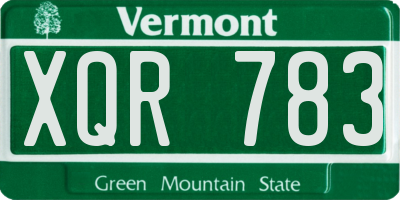 VT license plate XQR783