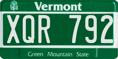 VT license plate XQR792