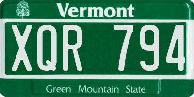 VT license plate XQR794