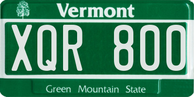 VT license plate XQR800