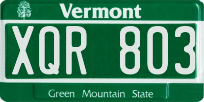 VT license plate XQR803