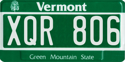 VT license plate XQR806