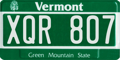 VT license plate XQR807